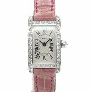 カルティエ ミニタンクアメリカン ベゼルダイヤ 腕時計 ウォッチ ブランドオフ CARTIER K18WG（ホワイトゴールド） 腕時計 WG/クロコ革 中