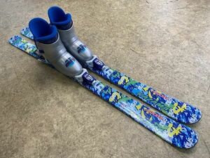 1◆56　子供スキーセット 板/126cm ブーツ/22.0cm 青色系で揃えたカザマセットです！ 札幌・店頭引取可