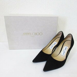 美品 JIMMY CHOO ジミーチュウ LOVE 85 スエード ポインテッドトゥ パンプス サイズ34 1/2 約21.5cm ブラック