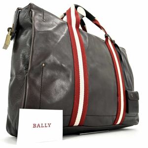 1円《 正規品・美品 》BALLY バリー ビジネスバッグ ブリーフケース メンズ レザー トレインスポッティング ブラウン A4 PC◎ 南京錠 鍵付