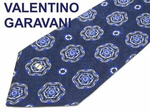 A 378 バレンチノガラバーニ ネクタイ VALENTINO GARAVANI 紺色系 小紋柄 プリント