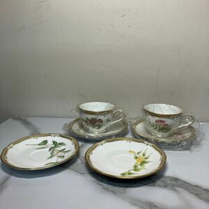 K2404-3158 Noritake GALA CONTESSA カップ ＆ソーサーセット カップ＆ソーサー揃2客は未使用 ソーサーのみの2枚キズあり 60サイズ梱包予定