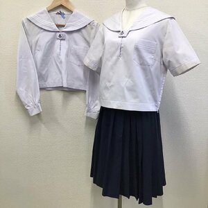 O393 (中古) 兵庫県 東播磨高校 セーラー服 3点セット /旧制服/M/W62/丈61/白3本/しもかわ/半袖/長袖/合服/夏服/中学/高校/制服/女子学生