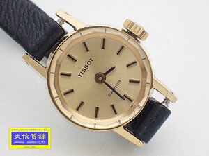 TISSOT SAPHIR ティソ レディースウォッチ GP 手巻き 革ベルト シャンパンダイヤル 中古C 【送料無料】 B-2243