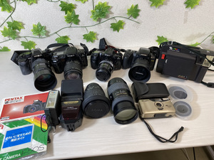 3583-05★PENTAX Z-50p一眼レフ MINOLTA a-707si一眼レフ MINOLTA a-303siフィルム一眼レフ などカメラ6点 ※レンズ6点と付属品2点つき 