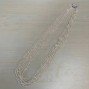 本真珠ネックレス　7連ロングネックレス　62cm 41g パールネックレス　ＳＶ刻印