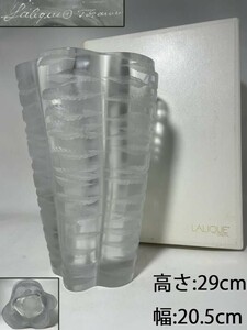 AS633 西洋美術　Lalique France クリスタル花瓶　元箱付　ラリック　花器　厚重H29cm/重9.35kg