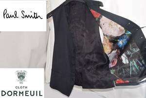 ☆新品未使用☆Paul Smith ＆ DORMEUIL ドーメル ベスト☆ブラック系☆XLサイズ 胸回51㎝ 胴回48㎝ 裾回49㎝ 後着丈58㎝☆定価39,600円