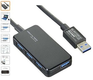 ELECOM USB3.0 HYB 4PORTS BUS POWER TABLET YPE BLACK U3H-A411BBK