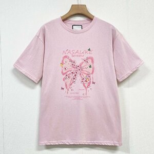 人気ヨーロッパ製※定価2万◆ブルガリア発※RISELIN 半袖Tシャツ 通気 快適 吸汗 可愛い 花柄 蝶 トップス スウェット キレイめ 夏 L/48