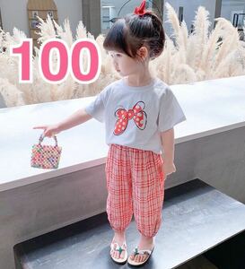 キッズセットアップ　可愛い女の子服　Tシャツ　ズボン　夏　上下セット　2点セット　100cm