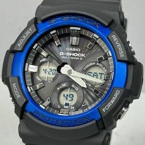 極美品 G-SHOCK GAW-100B-1A2JF タフソーラー 電波受信 電波ソーラー マルチバンド6 アナログ/デジタル コンビ アナデジ ブラック ブルー