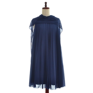 □417667 STRAWBERRY-FIELDS ストロベリーフィールズ □ドレス ワンピース ひざ丈 サイズ2 ポリエステル混 レディース 日本製 ブルー