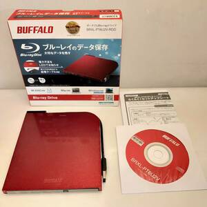 ●BUFFALO バッファロー BDXL対応 USB2.0用ポータブルブルーレイドライブ BRXL-PT6U2V-RDD レッド 再生のみ確認 ジャンク扱い●