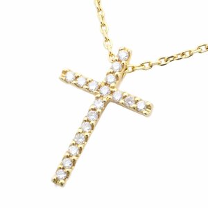 STAR JEWELRY スタージュエリー クロス ネックレス K18YG/ダイヤモンド0.05ct 2ZN1444【いおき質店】