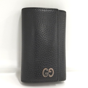 【中古】GUCCI 6連 レザー キーケース ブラック シルバー金具 473924