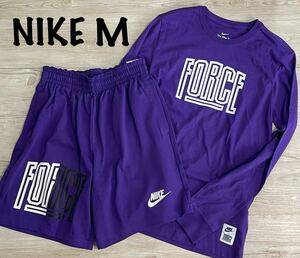 M 新品 ナイキ NIKE メンズ ロンＴ ショートパンツ セットアップ 上下 Tシャツ バスケットボール ハーフパンツ ショーツ エアフォース