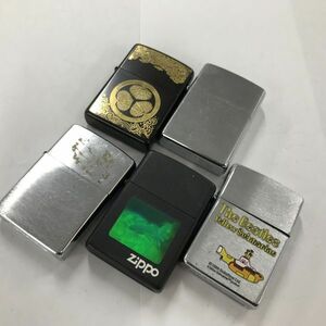 F200-O44-1130■◎ ZIPPO ジッポ オイルライター まとめ売り 5点セット 家紋 TheBeatles YellowSubmarin など ※火花あり