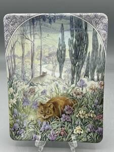 希少 ロイヤルウースター 猫 夜中 ダンブリーミント レズリー / レスリー アン アイボリー 皿 飾り皿 絵皿 (758) レア
