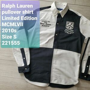 送料無料 Ralph Lauren ラルフローレン■USED 2010s 直営店舗限定 MCMLXVII プルオーバー 長袖オックスフォードシャツ S 刺繍 ラガーシャツ