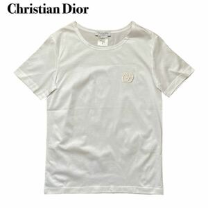 Christian Dior クリスチャンディオール 半袖カットソー ホワイト 白 ワンポイント刺繍 CD ロゴ M