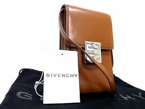 1円 ■新品同様■ GIVENCHY ジバンシィ レザー クロスボディ ショルダーバッグ ミニバッグ レディース ブラウン系 AN8360