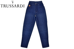 J-8836★超美品★TRUSSARDI JEANS トラサルディ ジーンズ★イタリア製 1980年代ヴィンテージ 濃紺デニム テーパードスリム ジーンズ 24 38