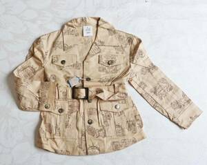 1473-6　昭和レトロ　女の子　デニムジャケット　G-ジャン　ベージュ　サファリジャケット　110㎝　綿　日本製　未使用　長期保管品　