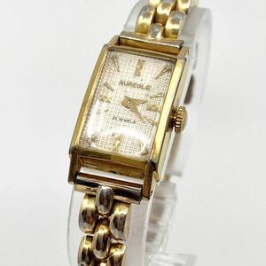 AUREOLE 21JEWELS 腕時計 手巻き式 レクタンギュラー 2針 Swiss ゴールド 金 オレオール Y289
