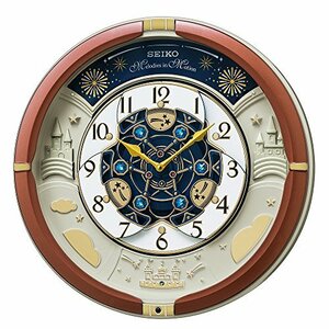 セイコークロック 掛け時計 からくり時計 電波時計 アナログ トリプルセレクション メロディ 茶メタリック 39×39×9.6cm RE601B