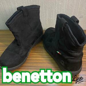 靴 ◆ benetton ◆ ショート ブーツ 防寒シューズ 23cm BLACK ◆ ベネトン ◆ レディース 