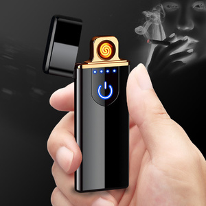 薄型 USB 充電ライター　タッチスクリーン　電子タバコライター　小型充電式電気ライター　男性ギフト