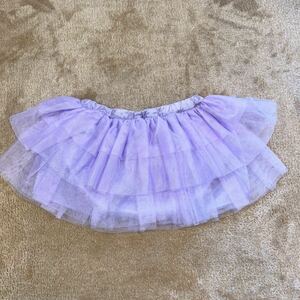 新品！ミキハウスのチュールスカート　100-110サイズ　3段チュール　ラベンダー色　薄紫色　女の子