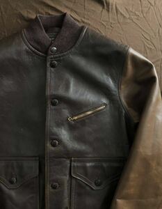 【名作】美品 RRL MEYERS LEATHER JACKET ダブルアールエル バーシティ ブルゾン レザージャケット ジャケット ラルフローレン 2013年製 S