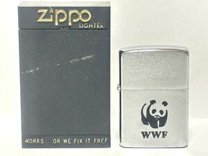 (62) ZIPPO ジッポ ジッポー オイルライター WWF パンダ ケース付き シルバー系 喫煙グッズ