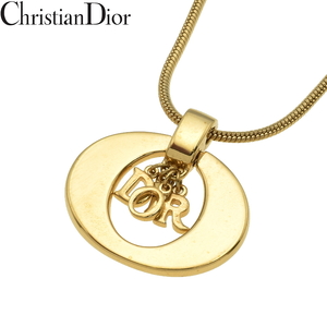 クリスチャンディオール Dior ロゴ モチーフ オーバル ネックレス ゴールド