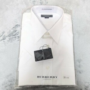 未使用保管品 BURBERRY バーバリー 半袖ワイシャツ 半袖Yシャツ ホワイト無地 えり回り39サイズ 