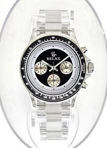 【即決3999円】RELAX リラックス 王冠ロゴ D5 ヴィンテージ腕時計 世界で最も人気のポール・ニューマン腕時計 黒文字盤 世田谷ベース