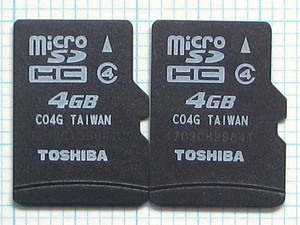 ★TOSHIBA micro SDHC メモリーカード ４GB ２枚 中古★送料６３円～