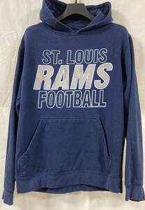 W-115 難あり特価\300即決 USED ST.LOUIS RAMS FOOTBALL 紺のパーカー　M (US-FIT)