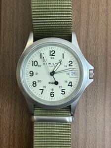 HAMILTON ハミルトン 腕時計 メンズ KHAKI カーキ 9445B 白文字盤 ラウンドフェイス デイト 正規便　稼働品　ミリタリーウォッチ