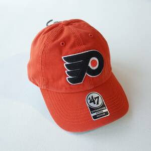 未使用品★ 47BRAND 47ブランド × PHILADELPHIA FLYERS フライヤーズ NHL【MEDIUM - 約58cm】キャップ 帽子 オレンジ つば裏グリーン