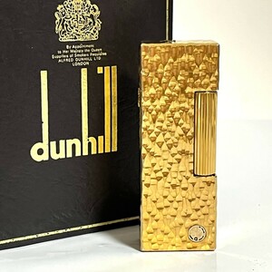 １円スタート dunhill ダンヒル ガスライター ライター 喫煙具 ゴールド ローラー式 箱付き a10