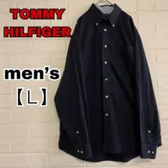 A11【TOMMY HILFIGER】紺色　長袖シャツ 【メンズL】