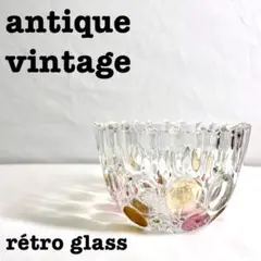 美品【 antique アンティーク 】　キャンディポット　ガラス　レトロガラス