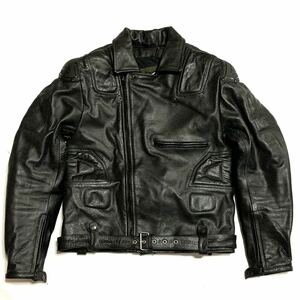 即決★GENUINE Leather★Lサイズ レザーライダースジャケット ジュニュイン メンズ ダブル 本革 ハードパッド 皮 ツーリング ライディング