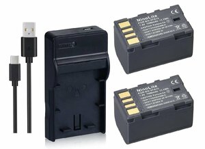 USB充電器 と バッテリー 2個セット DC36 と Victor 日本ビクター BN-VF815 互換バッテリー