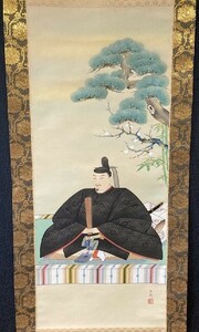 【模写】【二重箱】【大幅】三愷「菅原道真座像図」絹本共箱 検)天神さん 神社 神宮 神道 北野天満宮 太宰府天満宮 天照皇大神 天皇