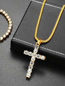レディース ジュエリー ネックレス チェーン 1個ファッションシンプルなステンレススチールの十字架ペンダント鎖骨チェーンユニセック