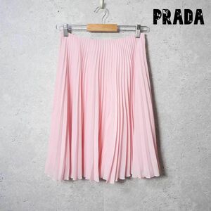 美品 PRADA プラダ サイズ38 プリーツスカート フレアスカート シフォン 膝丈 ミディ丈 ピンク